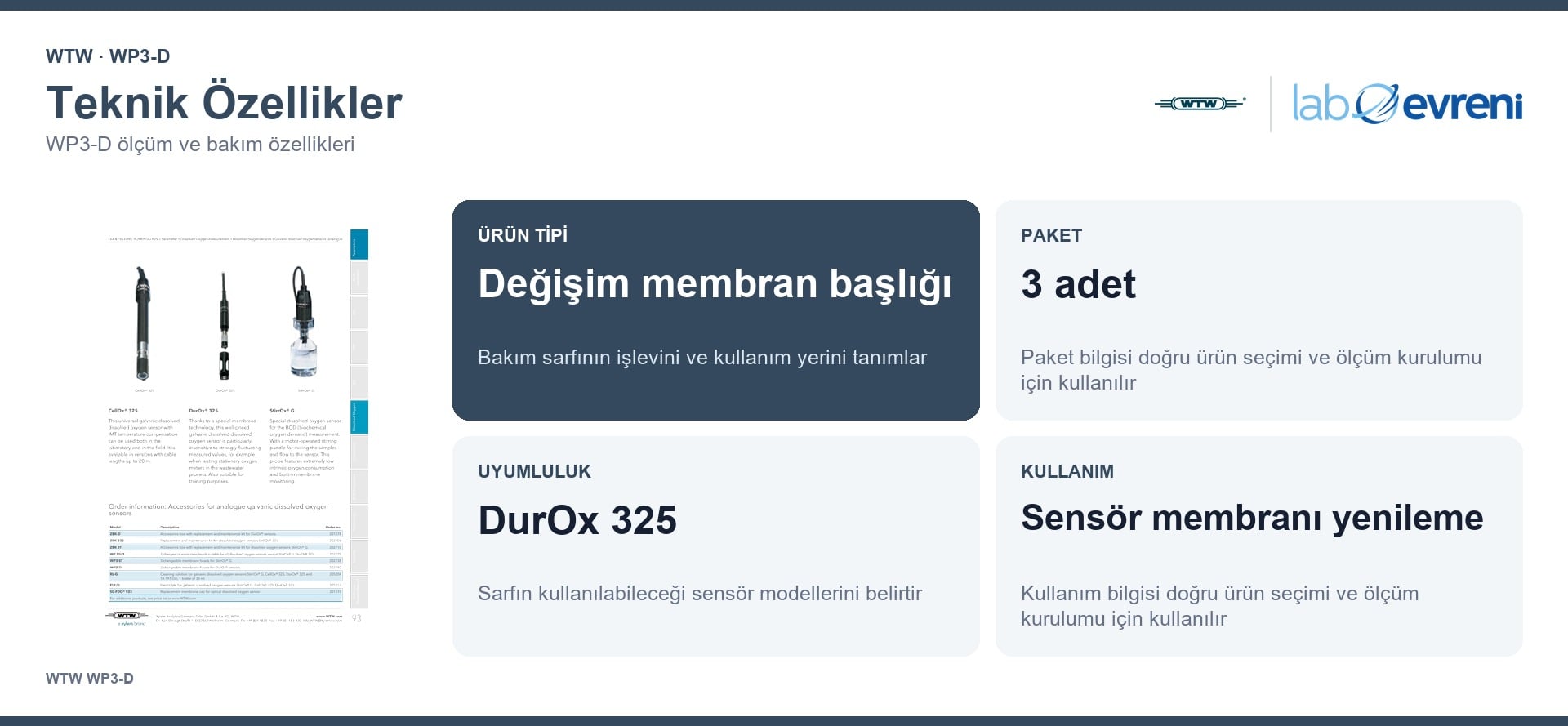 WTW WP3-D teknik özellikleri ve 202740 sipariş kodu