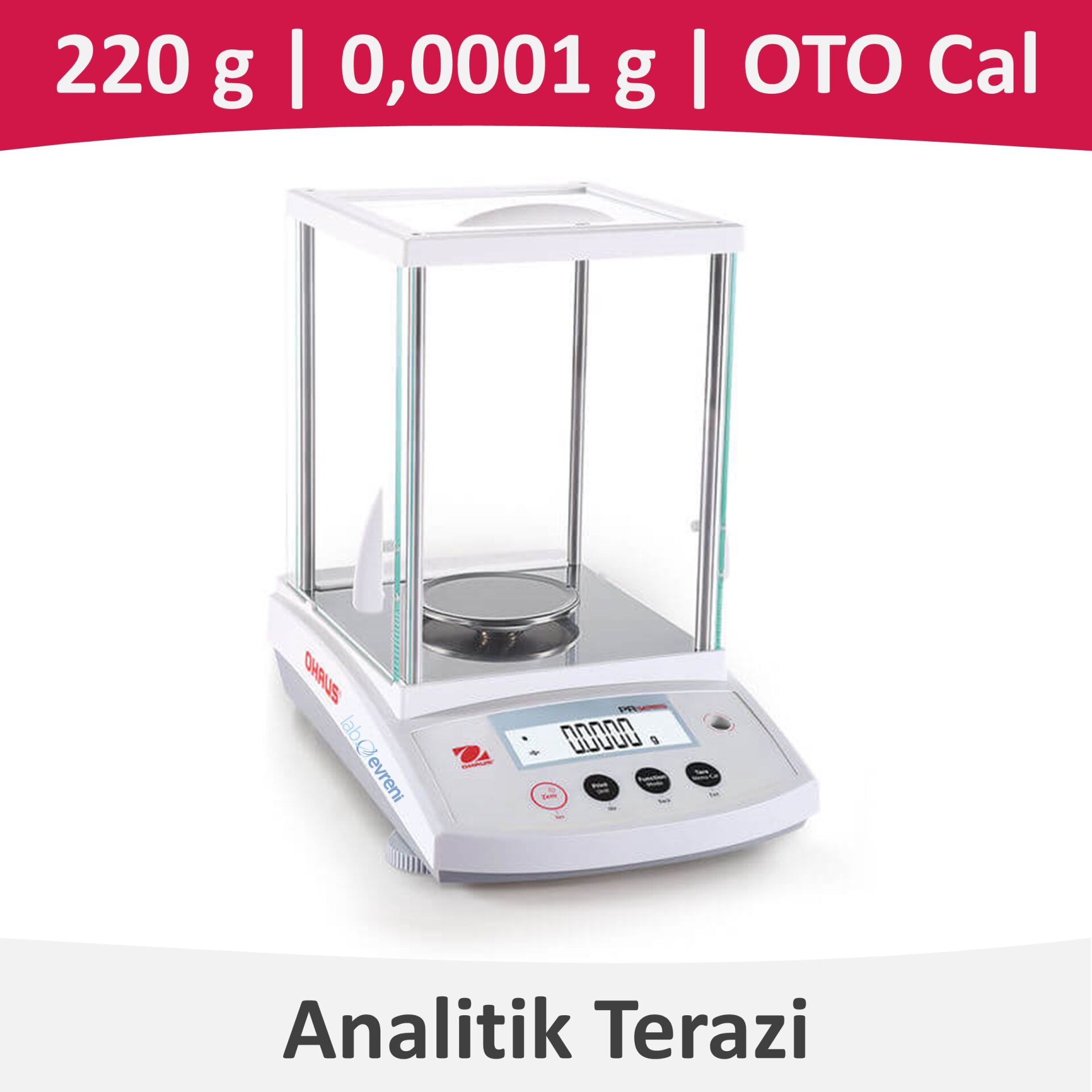 OHAUS PR 224 Analitik Terazi | 220 g | 0.0001 g | Oto Kalibrasyon