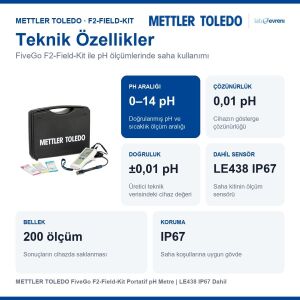 METTLER TOLEDO FiveGo F2-Field-Kit Portatif pH Metre | LE438 IP67 Dahil