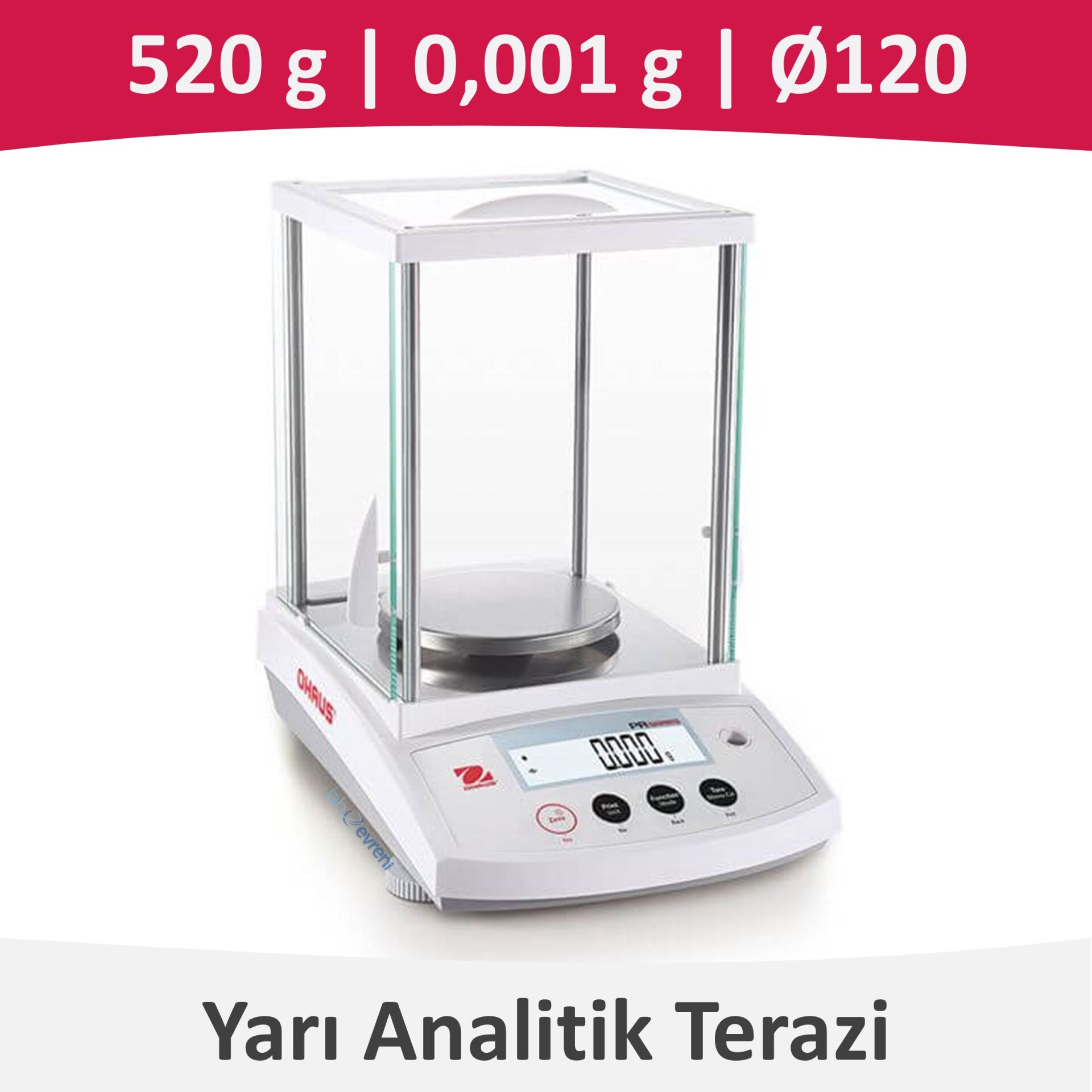 Ohaus PR 523/E Yarı Analitik Terazi | 520 gr | 0,001 gr | 120 mm