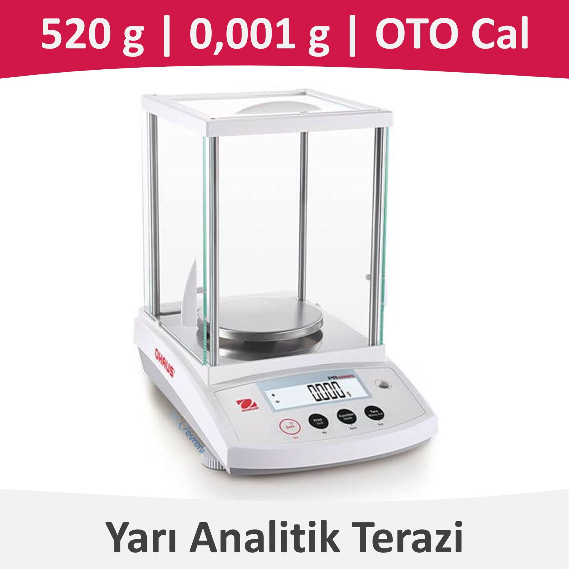 Ohaus PR 523 Yarı Analitik Terazi 0,001 gr | 520 gr | 120 mm  (InCal™ - Yarı Otomatik)