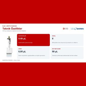 DLAB HiPette 7030603006 8 Kanallı Ayarlanabilir Mekanik Pipet | 5-50 µL