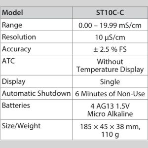 OHAUS ST 10C-C Cep Tipi İletkenlik Ölçer 0,00... 19,99 ms/cm
