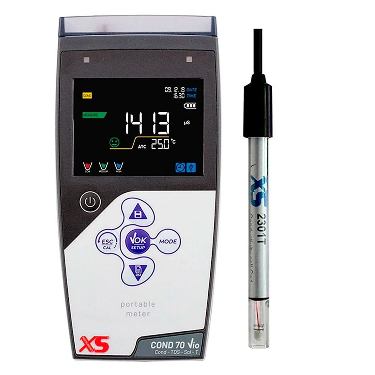 XS Cond 70 Vio Portatif İletkenlik Ölçer 2301T İletkenlik Elektrotu ile 0.00... 200 mS