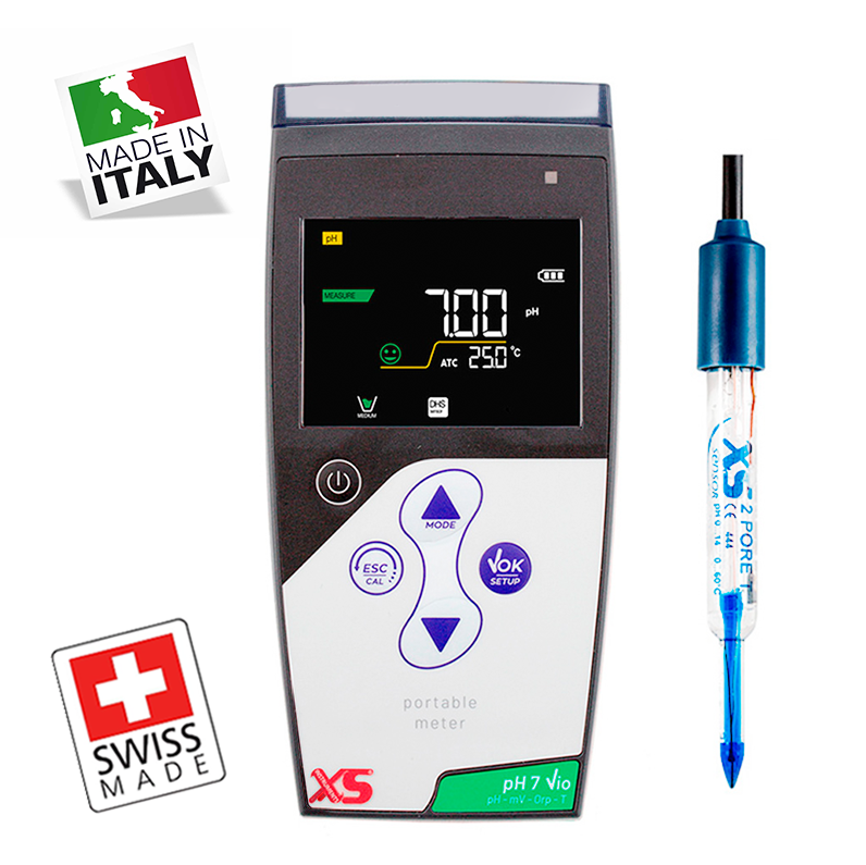 XS pH 7 Vio Portatif pH Metre GIDA için 2 Pore T Sivri Uçlu Ph Elektrod ile