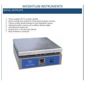 Weightlab WF-Hd1 Dijital Hotplate (Isıtıcı Tabla)  Rt... 350 °C