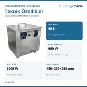 HYDRA ULTRASONIC | Nova60-ECO Ultrasonik Su Banyosu | 60 Litre