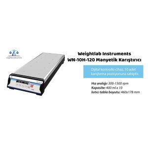 Weightlab WN-10H-120 Isıtıcılı Manyetik Karıştırıcı  10 X 400 ml /  300... 1500 rpm