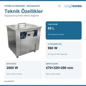 HYDRA ULTRASONIC | Nova65-ECO Ultrasonik Su Banyosu | 65 Litre