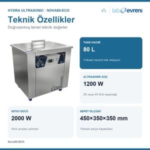 HYDRA ULTRASONIC | Nova80-ECO Ultrasonik Su Banyosu | 80 Litre