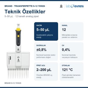 BRAND Transferpette S-12 705926 5–50 µL Çok Kanallı Pipet