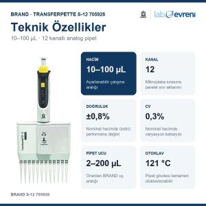 BRAND Transferpette S-12 705928 10–100 µL Çok Kanallı Pipet