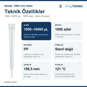 BRAND Pipet Ucu 702604 1000–10000 µL Steril Olmayan 1000 Adet