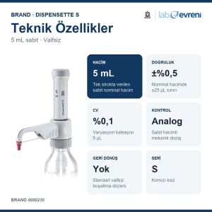 BRAND Dispensette S Sabit Hacimli Dispenser 4600230 5 mL