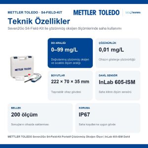 METTLER TOLEDO Seven2Go S4-Field-Kit Portatif Çözünmüş Oksijen Ölçer | InLab 605-ISM Dahil