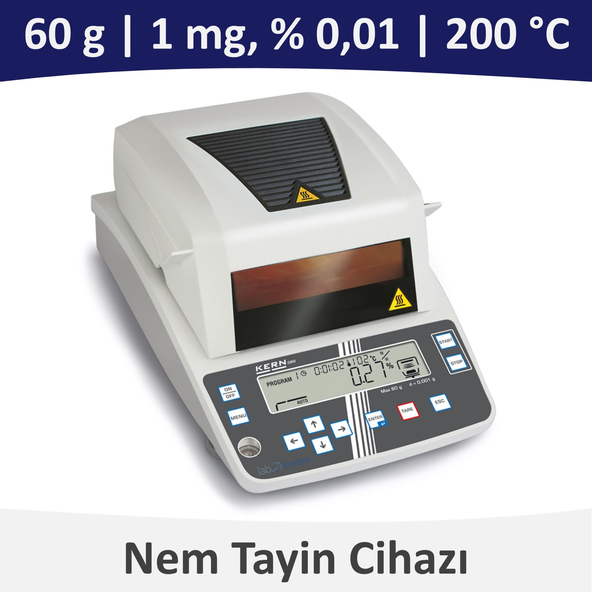 KERN DBS 60-3 Nem Tayin Cihazı | 60 gr | 200 °C