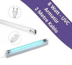 UVC Lamba | 8 Watt | Armatür & Bağlantı Kablosu Dahil Set