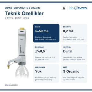 BRAND Dispensette S Organic Dijital Ayarlanabilir Hacimli Dispenser 4630360 | 5–50 mL