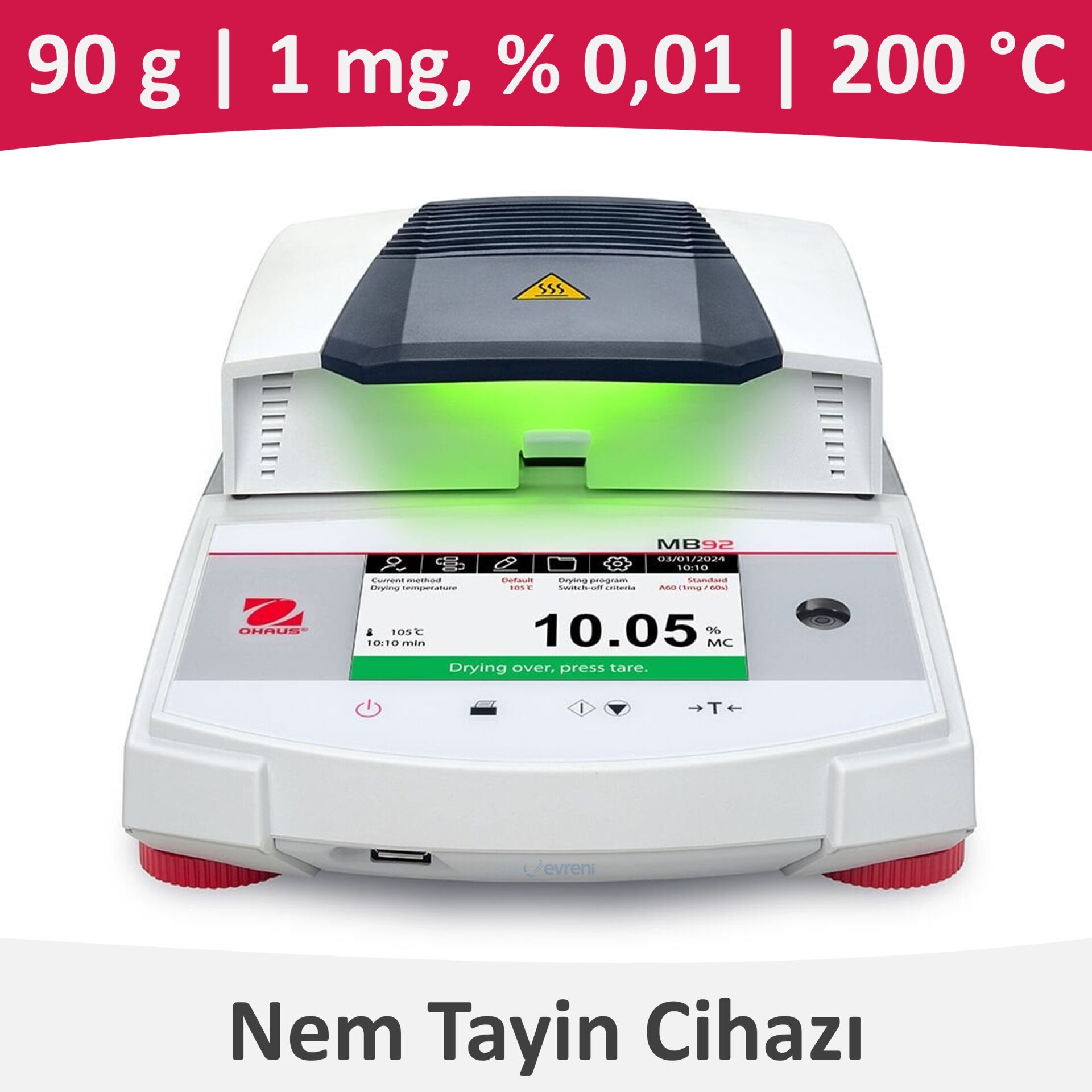 OHAUS MB 92 Nem Tayin Cihazı 90 gr | 200 °C | 0.001 gr