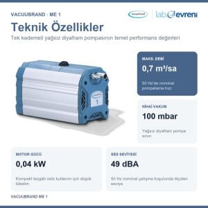 VACUUBRAND ME 1 Diyafram Vakum Pompası | 0,7 m³/sa | 100 mbar