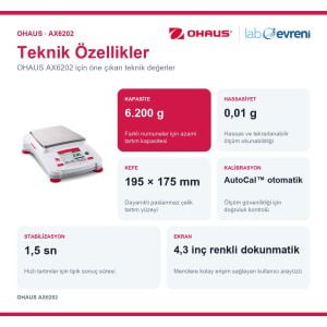 OHAUS AX6202 Hassas Terazi | 6.200 g | 0,01 g