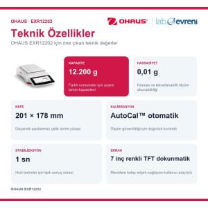 OHAUS EXR12202 Hassas Terazi | 12.200 g | 0,01 g