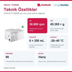 OHAUS FC5830R Frontier 5000 Multi Pro Santrifüj | 30.000 rpm | Rotor Hariç