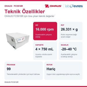 OHAUS FC5916R Frontier 5000 Multi Pro Santrifüj | 16.000 rpm | Rotor Hariç