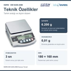 KERN EW 6200-2NM Hassas Terazi | 6.200 g | 0,01 g