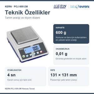 KERN PCJ 600-2M Hassas Terazi | 600 g | 0,01 g