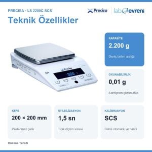 PRECİSA LS 2200C SCS Hassas Terazi | 2.200 g | 0,01 g