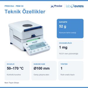 PRECİSA PBM 50 Nem Tayin Cihazı | 52 g | 1 mg | 170 °C