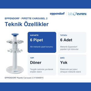EPPENDORF Pipette Carousel 2 3116000015 Döner Pipet Standı | 6 Pipet