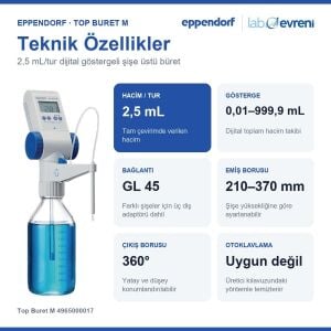 EPPENDORF Top Buret M 4965000017 Şişe Üstü Büret | 2,5 mL/tur