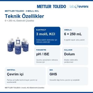 METTLER TOLEDO 3 mol/L KCl Elektrolit Çözeltisi | 6 × 250 mL