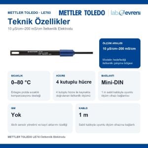 METTLER TOLEDO LE703 İletkenlik Elektrodu | 10 µS/cm–200 mS/cm
