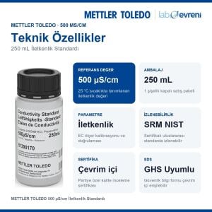 METTLER TOLEDO 500 µS/cm İletkenlik Standardı | 250 mL