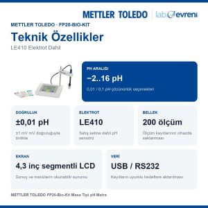 METTLER TOLEDO FP20-Bio-Kit Masa Tipi pH Metre | LE410 Dahil