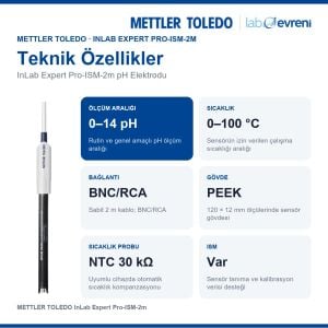 METTLER TOLEDO InLab Expert Pro-ISM-2m pH Elektrodu | 0–14 pH | BNC/RCA