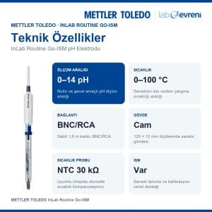 METTLER TOLEDO InLab Routine Go-ISM pH Elektrodu | 0–14 pH | BNC/RCA