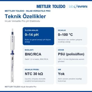 METTLER TOLEDO InLab Versatile Pro pH Elektrodu | 0–14 pH | BNC/RCA