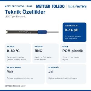 METTLER TOLEDO LE407 pH Elektrodu | 0–14 pH | BNC