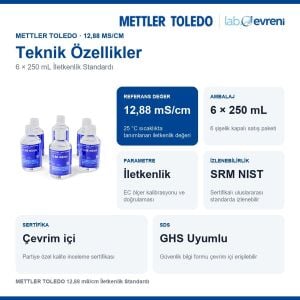 METTLER TOLEDO 12,88 mS/cm İletkenlik Standardı | 6 × 250 mL
