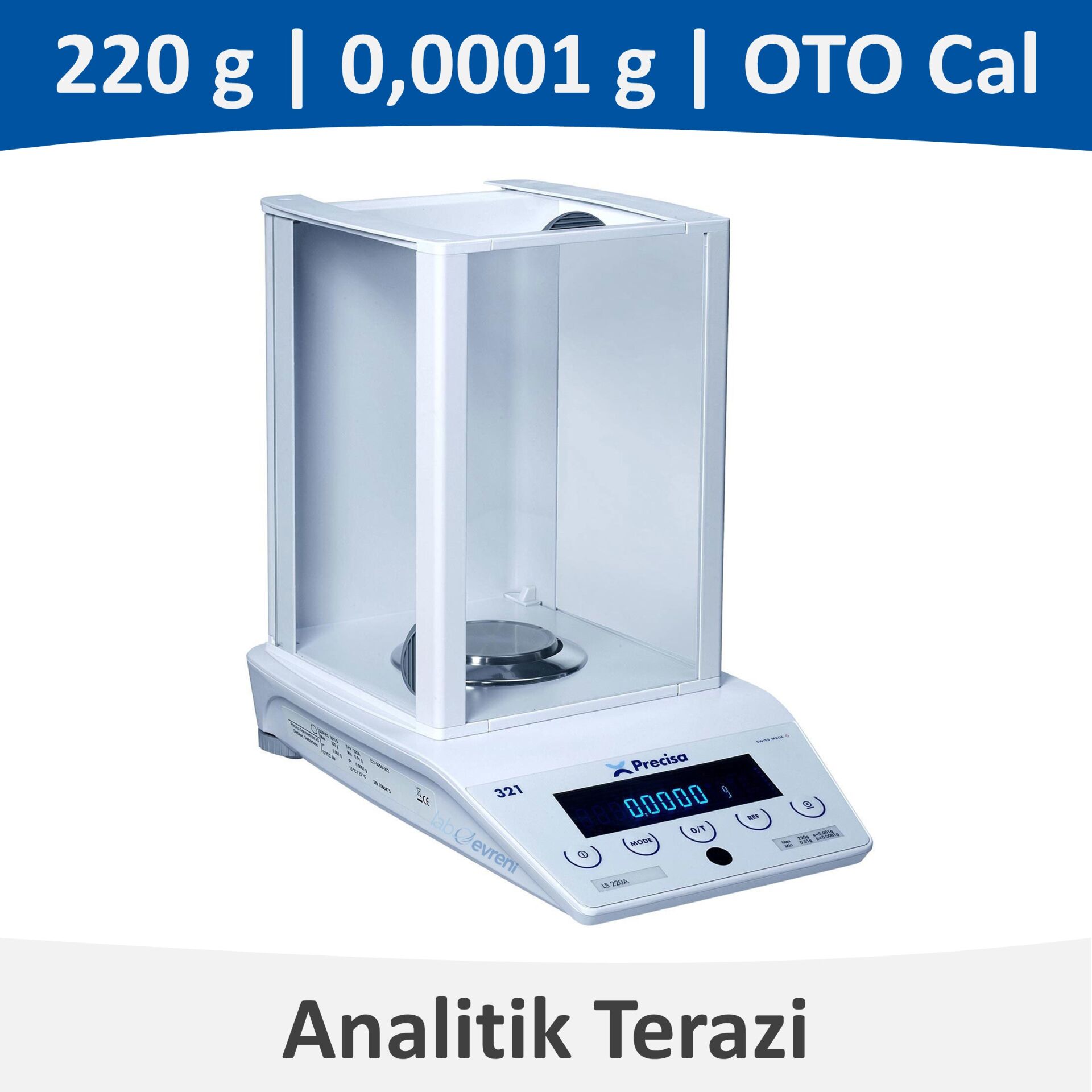 Precisa LS 220A SCS Analitik Terazi | 220 g | 0,1 mg | Ø90 mm | Oto CAL
