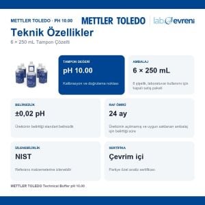 METTLER TOLEDO Technical Buffer pH 10.00 Tampon Çözelti | 6 × 250 mL
