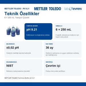 METTLER TOLEDO Technical Buffer pH 9.21 Tampon Çözelti | 6 × 250 mL