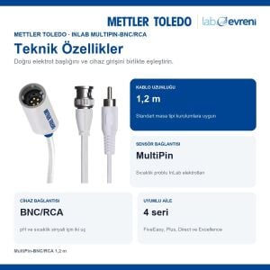 METTLER TOLEDO InLab MultiPin-BNC/RCA Elektrot Kablosu | 1,2 m | 30281896