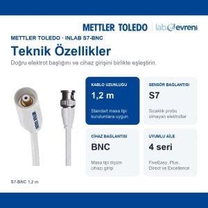 METTLER TOLEDO InLab S7-BNC Elektrot Kablosu | 1,2 m | 30281915