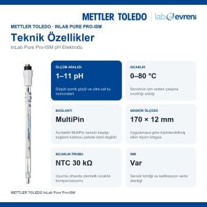 METTLER TOLEDO InLab Pure Pro-ISM pH Elektrodu | 1–11 pH | MultiPin
