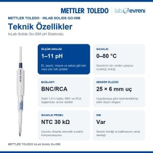 METTLER TOLEDO InLab Solids Go-ISM pH Elektrodu | 1–11 pH | BNC/RCA